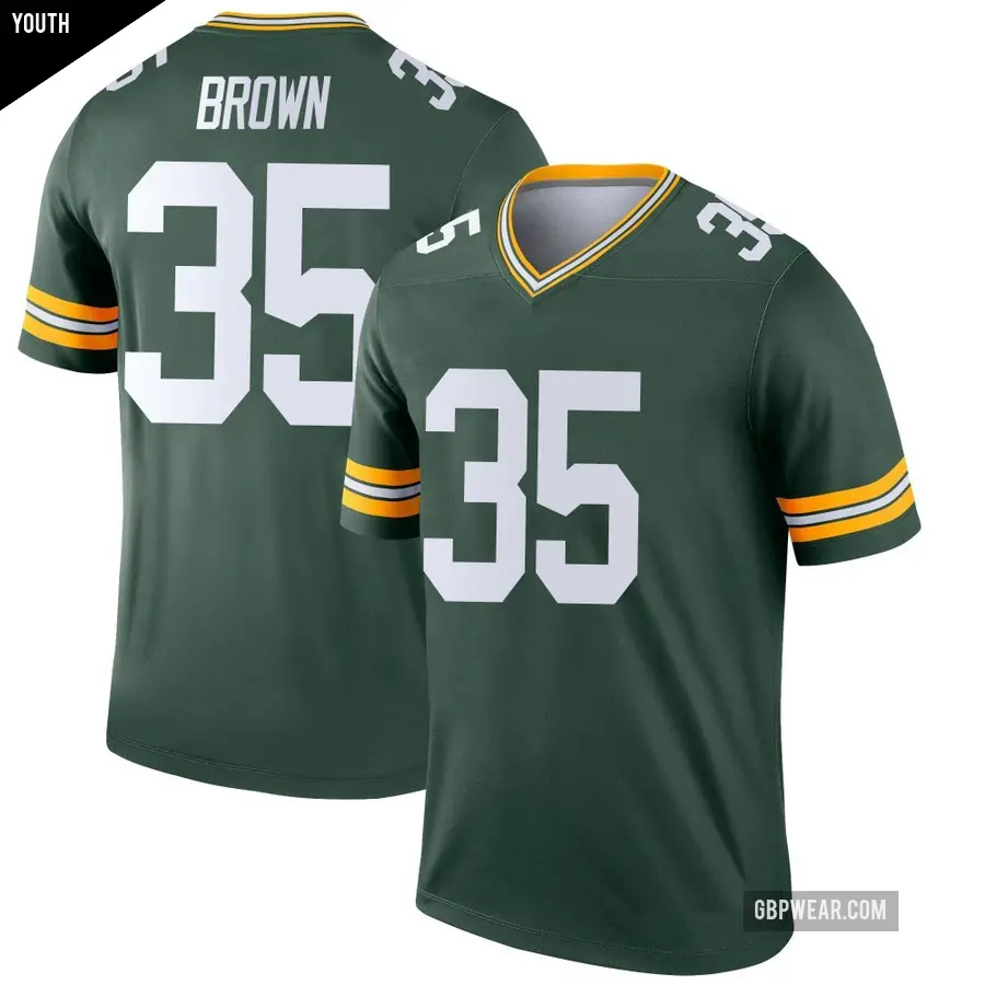 Youth Green Bay Packers ＃35 Kahzir Brown Green Legend Jersey
