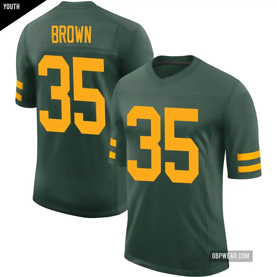 Youth Green Bay Packers ＃35 Kahzir Brown Green Limited Alternate Vapor Jersey