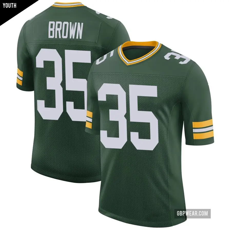 Youth Green Bay Packers ＃35 Kahzir Brown Green Limited Classic Jersey