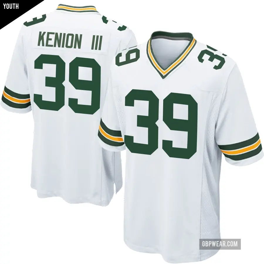 Youth Green Bay Packers ＃39 Murvin Kenion III White Game Jersey