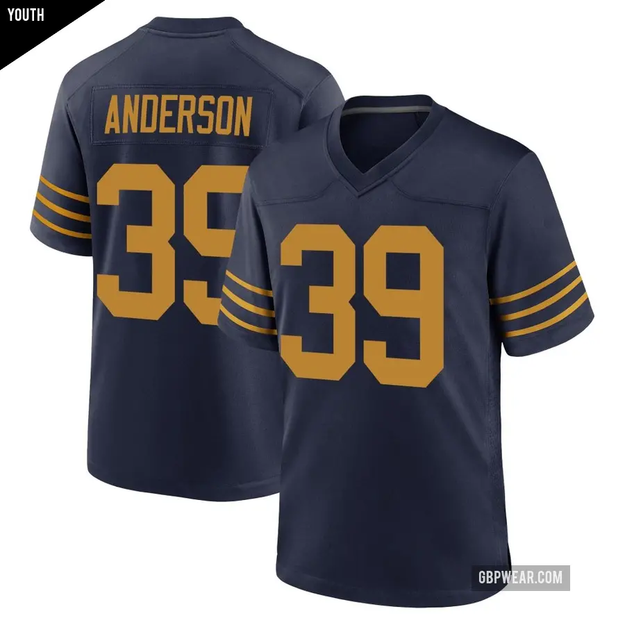 Youth Green Bay Packers ＃39 Zayne Anderson Navy Game The 1923 Classic Jersey