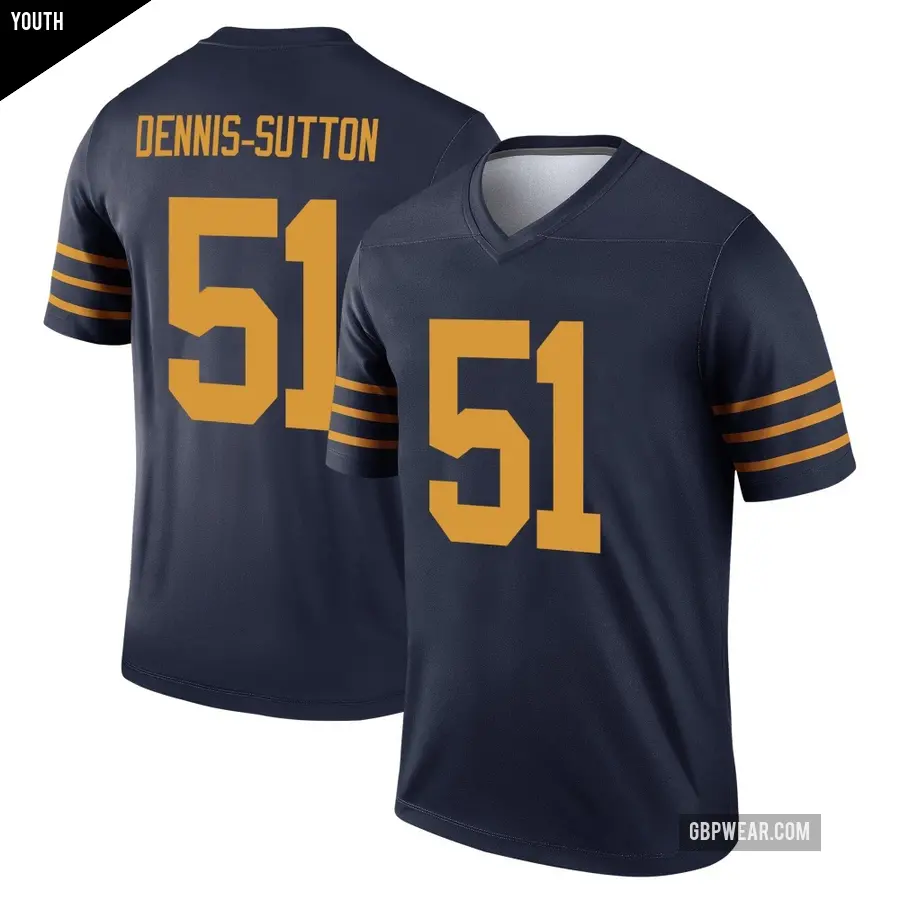 Youth Green Bay Packers ＃51 Dani Dennis-Sutton Navy Legend The 1923 Classic Jersey