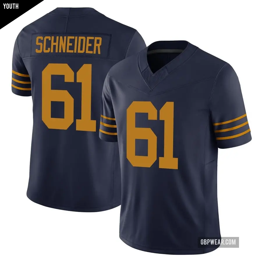Youth Green Bay Packers ＃61 Cole Schneider Navy Limited The 1923 Classic Vapor F.U.S.E. Jersey