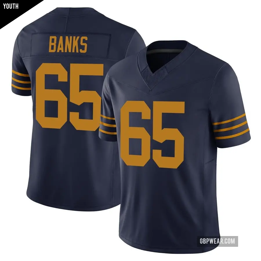 Youth Green Bay Packers ＃65 Aaron Banks Navy Limited The 1923 Classic Vapor F.U.S.E. Jersey