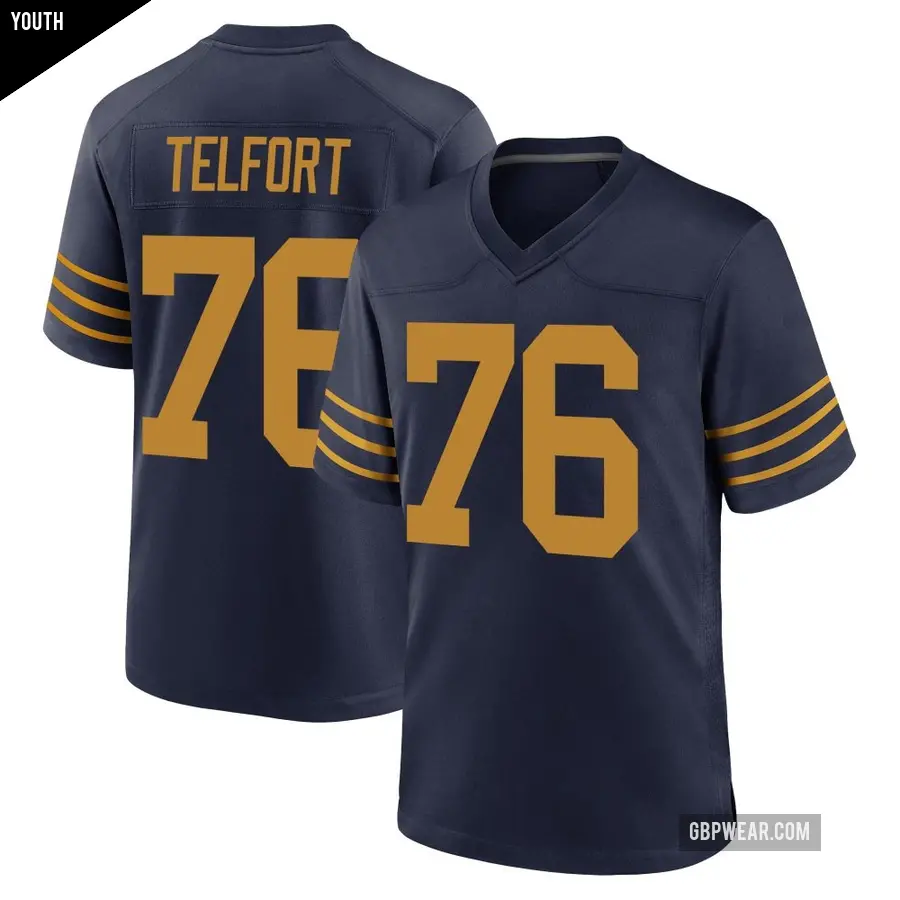 Youth Green Bay Packers ＃76 Kadeem Telfort Navy Game The 1923 Classic Jersey