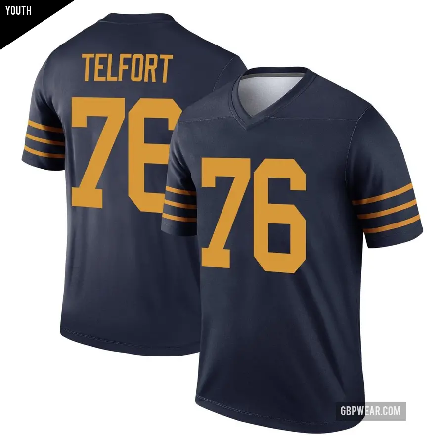 Youth Green Bay Packers ＃76 Kadeem Telfort Navy Legend The 1923 Classic Jersey