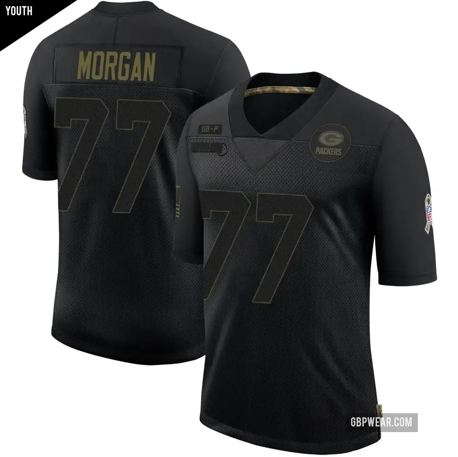 Youth Green Bay Packers ＃77 Jordan Morgan Black Limited 2020 Salute To Service Jersey