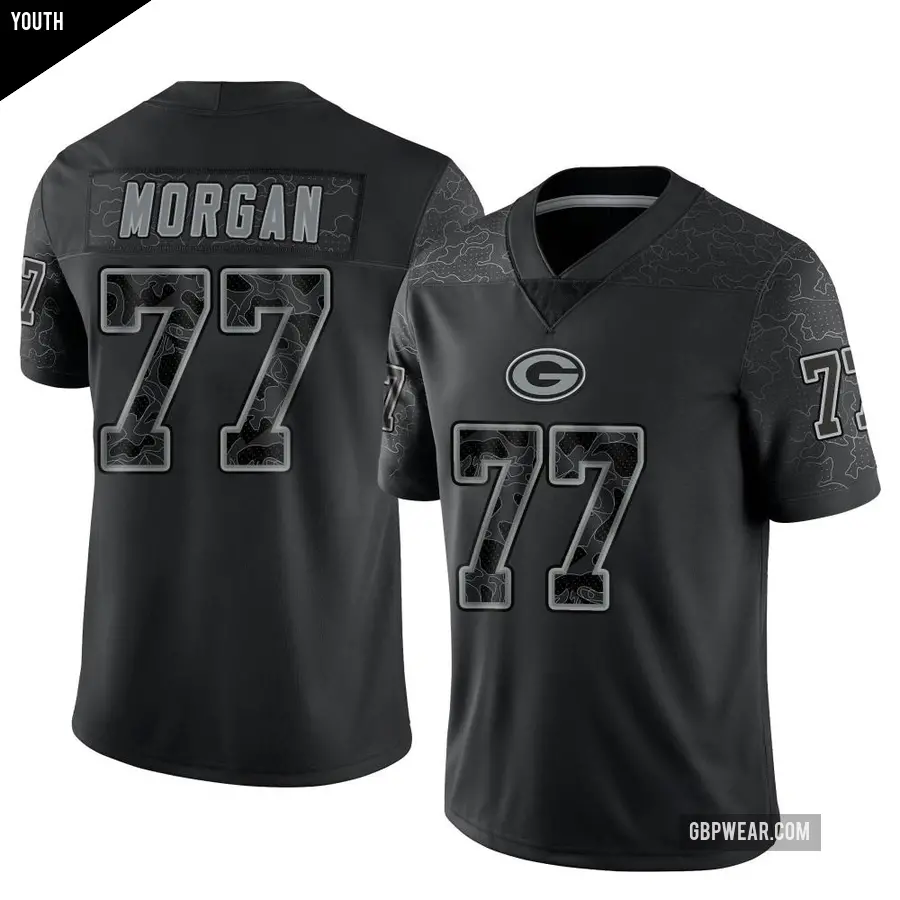 Youth Green Bay Packers ＃77 Jordan Morgan Black Limited Reflective Jersey