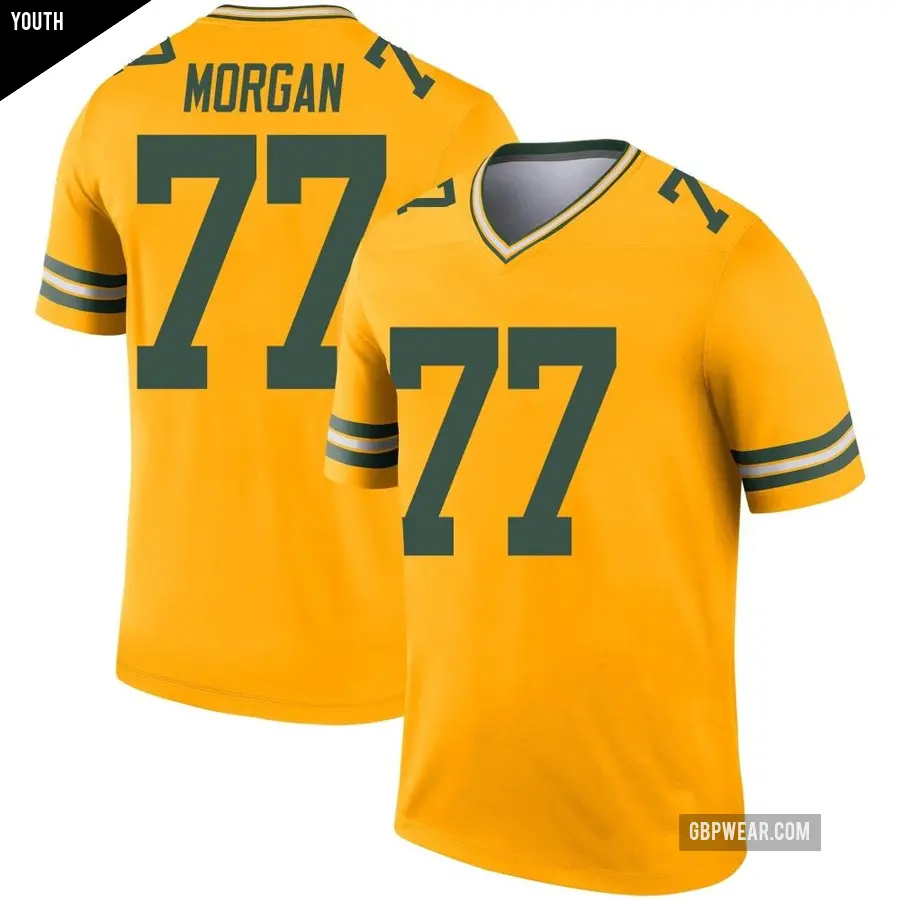 Youth Green Bay Packers ＃77 Jordan Morgan Gold Legend Inverted Jersey