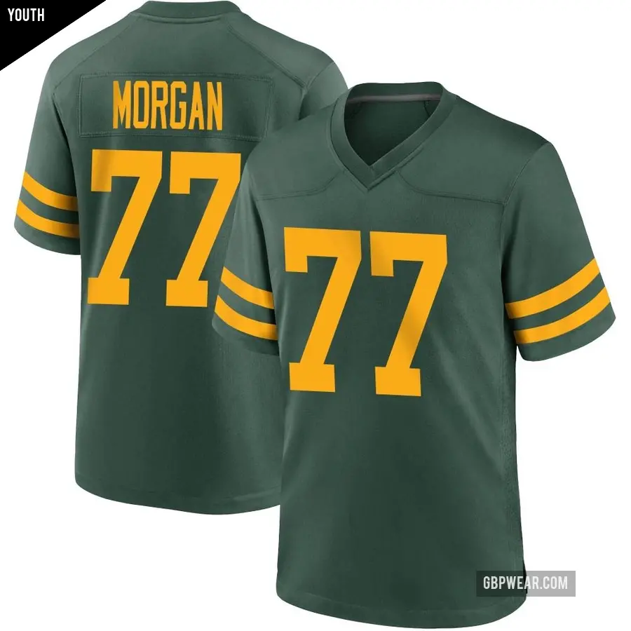 Youth Green Bay Packers ＃77 Jordan Morgan Green Game Alternate Jersey