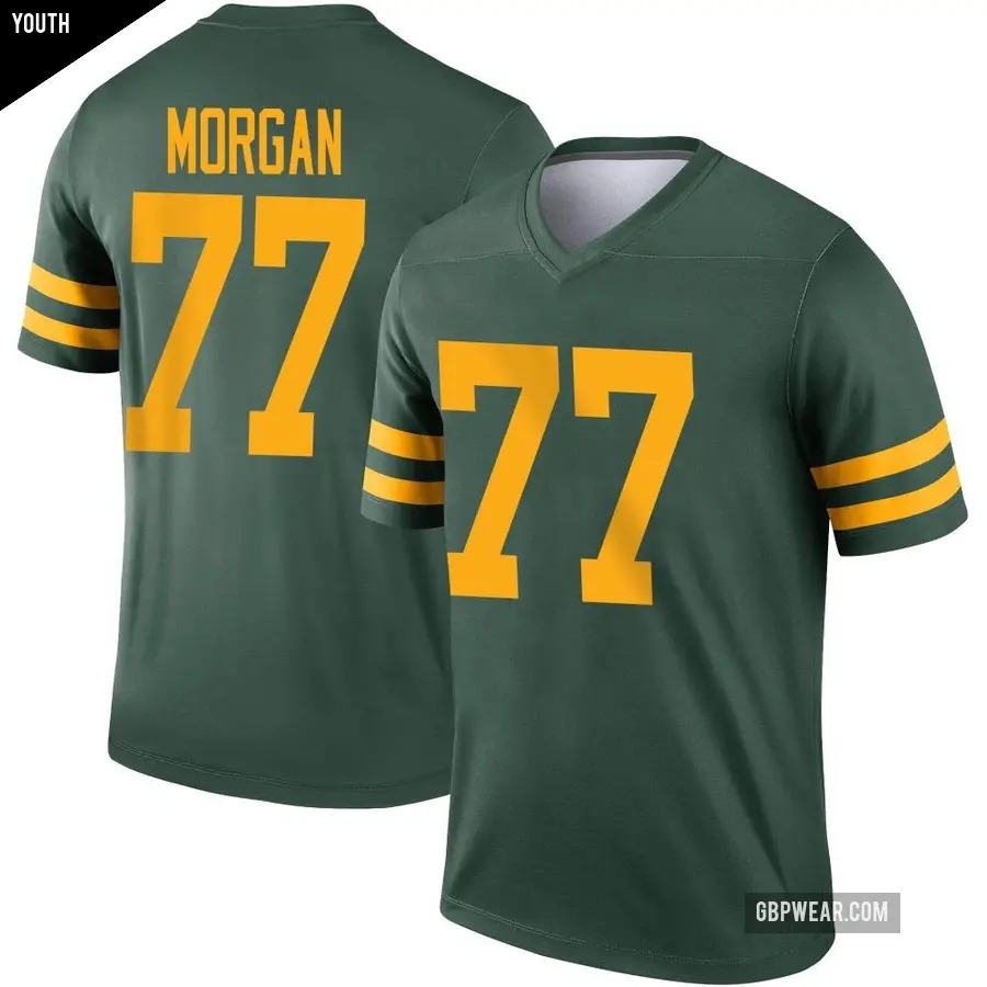 Youth Green Bay Packers ＃77 Jordan Morgan Green Legend Alternate Jersey