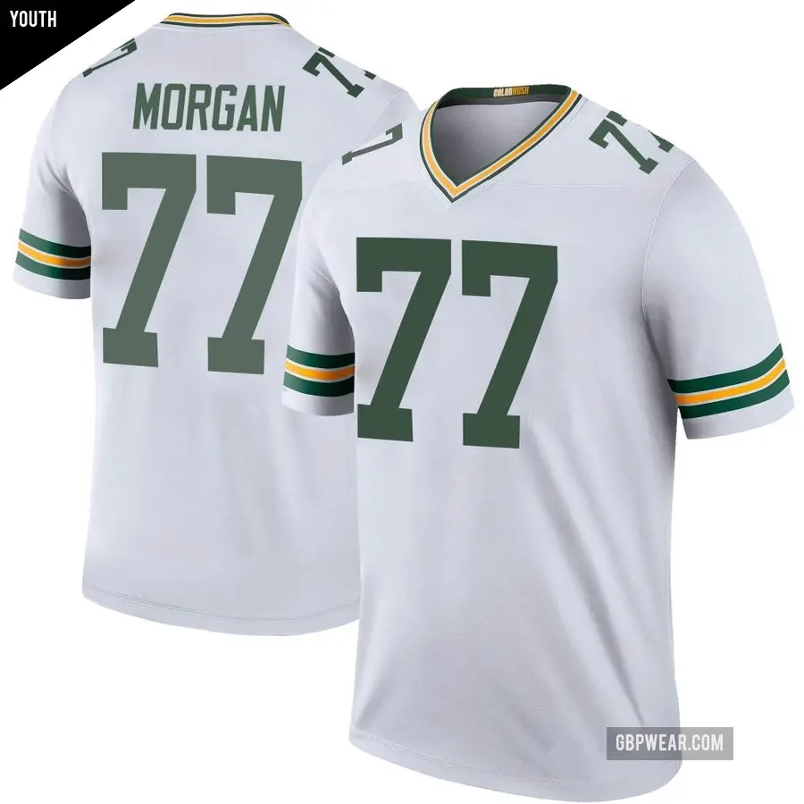 Youth Green Bay Packers ＃77 Jordan Morgan White Legend Color Rush Jersey
