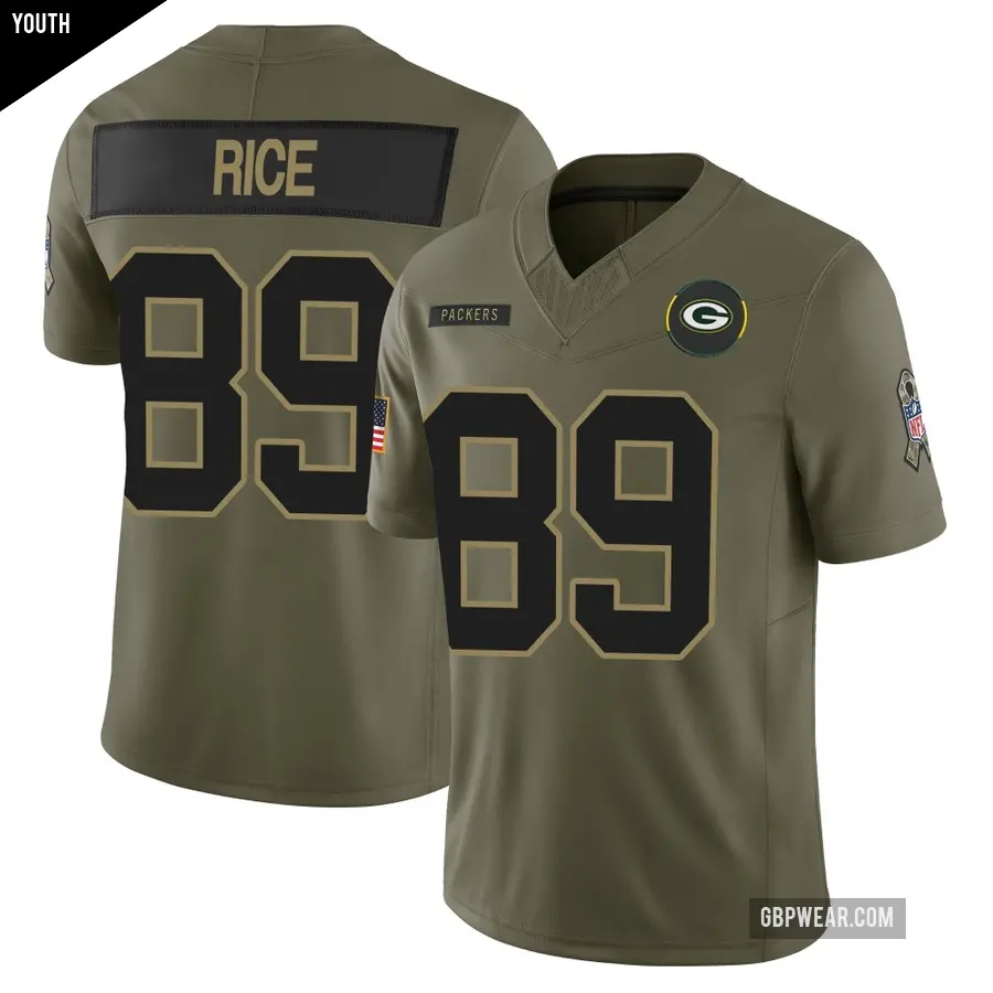 Youth Green Bay Packers ＃89 Brenden Rice Olive Limited 2025 Salute to Service Jersey