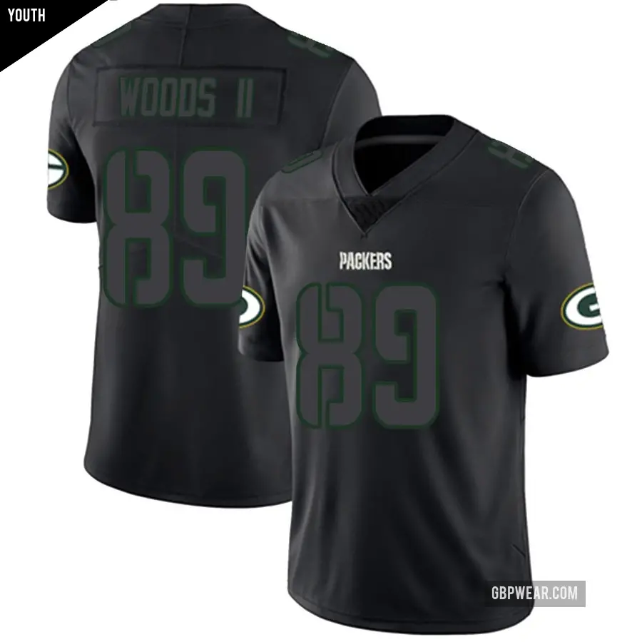 Youth Green Bay Packers ＃89 Michael Woods II Black Impact Limited Jersey